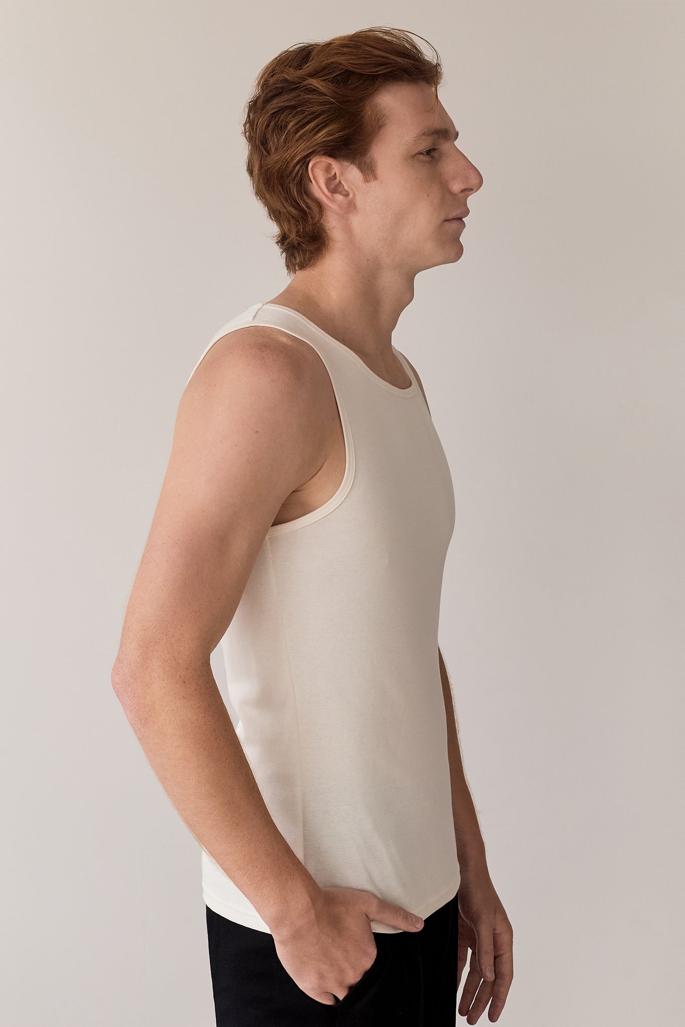 bvd de algodón orgánico para hombre color hueso perfil