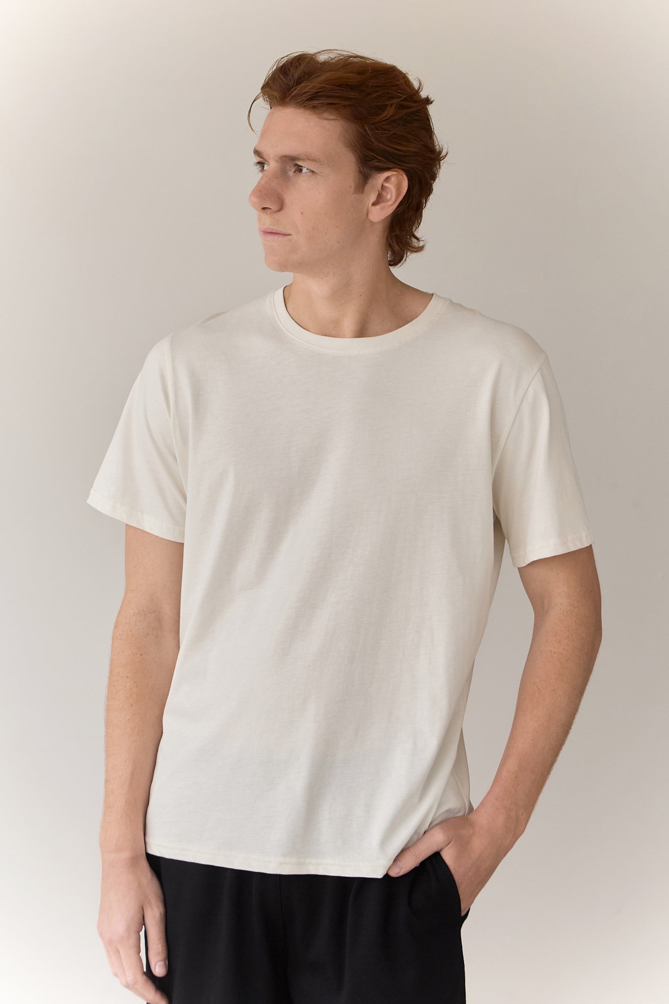 polo algodon organico hombre color hueso manga corta